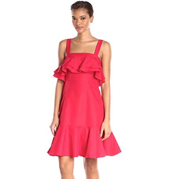 { Jill Stuart } Ruffle Tiered Strap Dress in Poppy - Picture 2 of 6